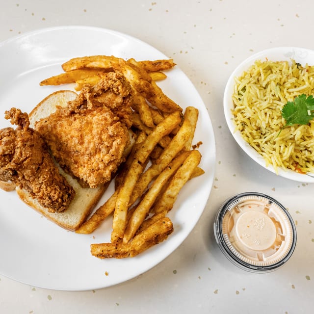 Chicken, Fries + Rice Combo.