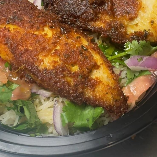 Masala Grilled Fish n Rice Bowl.