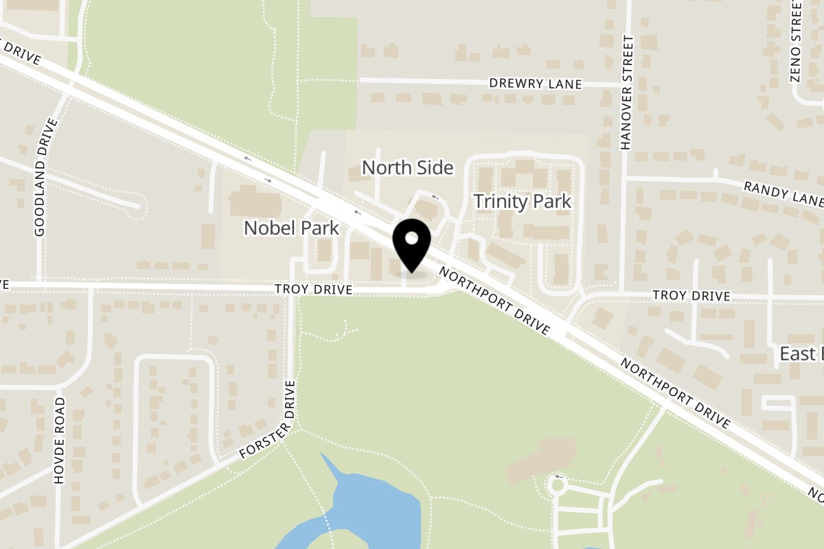 Map showing the location of Fried Shack on 1423 Northport Dr in Madison